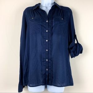 Express button down blouse.  navy blue. Medium